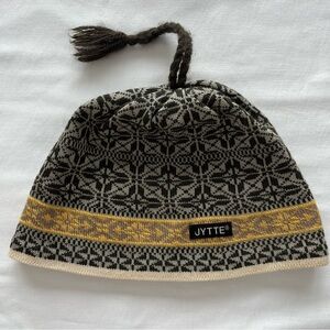 Jytte Beanie Hat with Tassel: Outer Layer 100 % Wool: Made in the USA